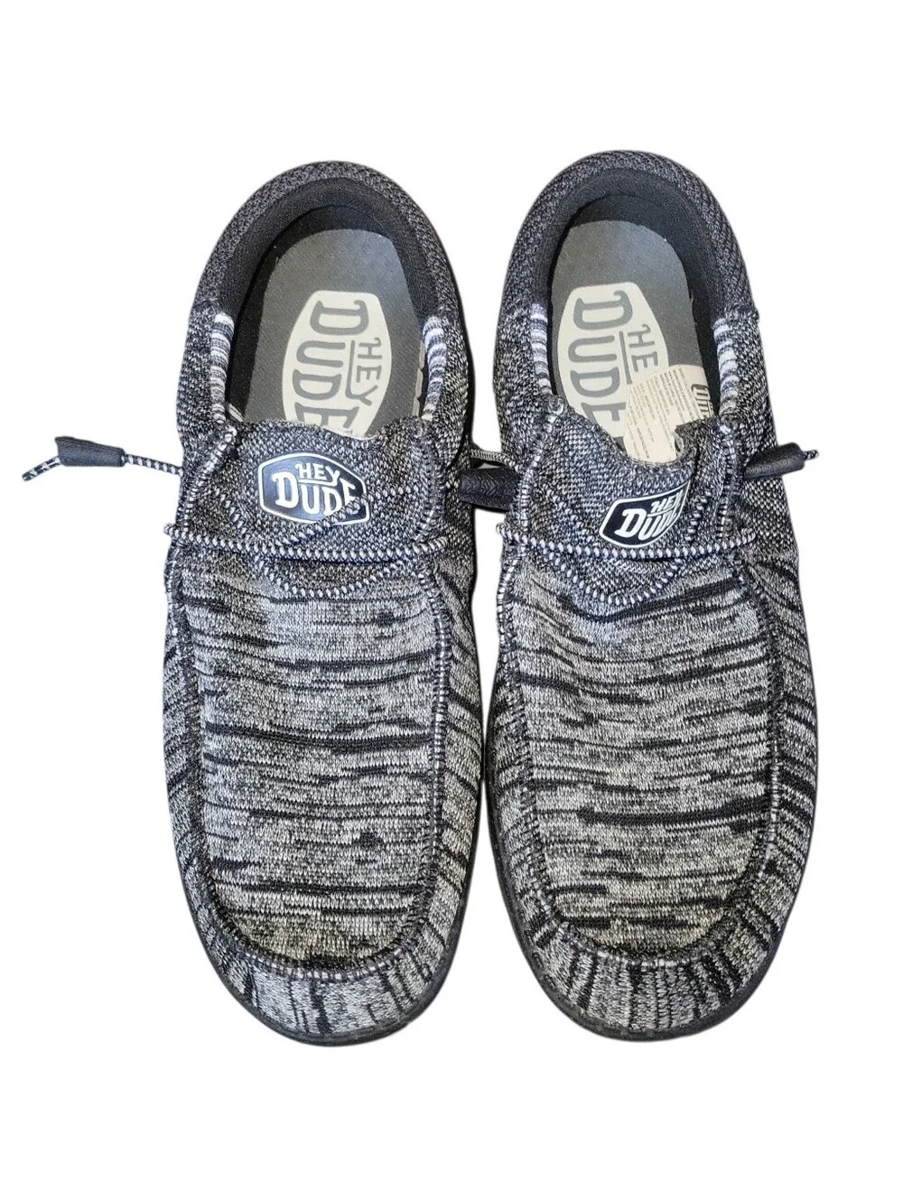 Hey Dude Wally Men's Slip-On Stretch Knit Loafers in Black and Gray US 13 EU 46